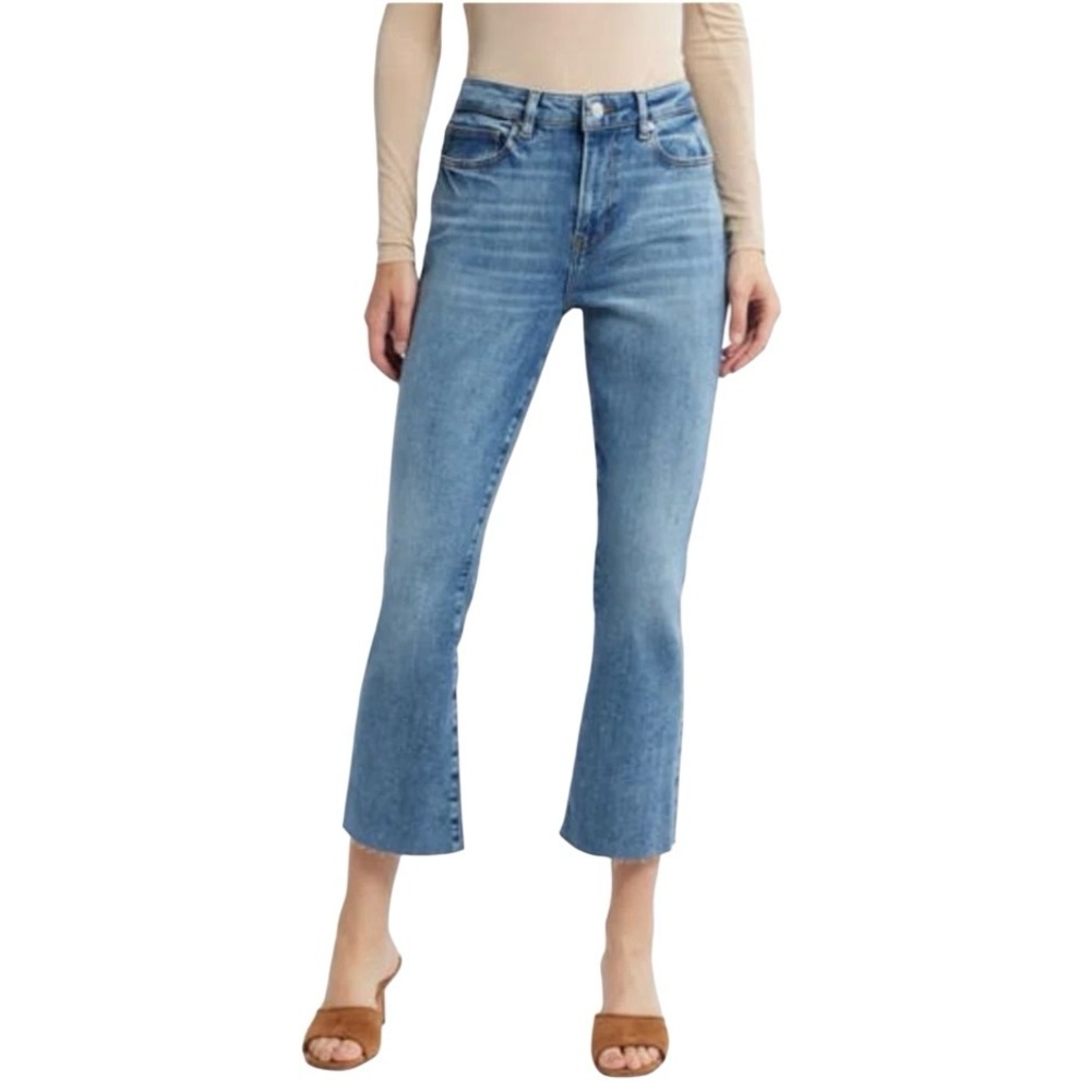 Frame Le Crop Mini Boot Light Wash Distressed‎ Mid-Rise Raw Hem Jeans Size 29